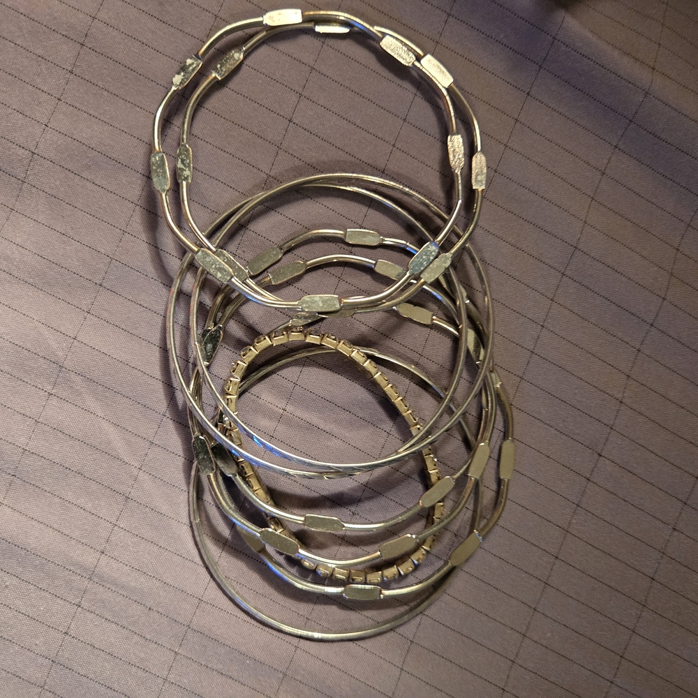 Silver Bangle Bracelet Set